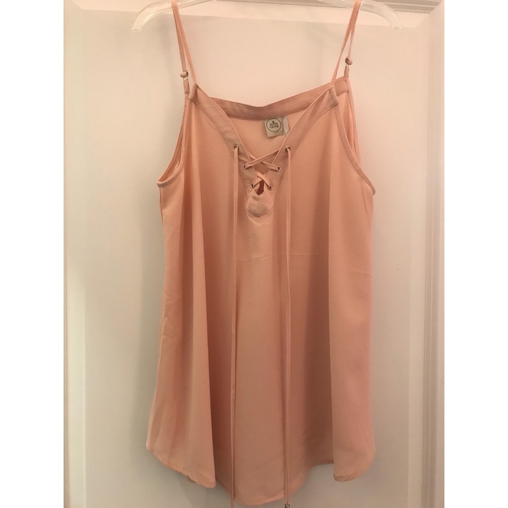 lace up tan shirt